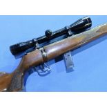 Voere .22LR bolt action rifle fitted with Nikko-Sterling Silver Crown 6x40 scope, serial no.