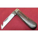 A.Wright & Son of Sheffield pocket knife with 2 1/2 inch gutting blade and wooden grips