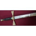 Wilkinson Sword Company Irish presentation sword with engraved blade and cross hilt