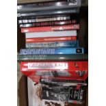 Box of various military books including Germany's Lightening War, Himmler's Black Order, The War