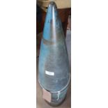 Extremely large artillery shell/missile head (height 90cm) retaining blue painted finish
