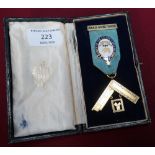 Cased Masonic Lodge of The Golden Fleece No 2081 15ct gold and enamel medal, In Recognition Of