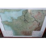 Large mahogany cased double sided display relating to WWI, including various photographic prints,