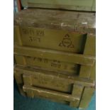 Two military wooden ammo/munitions type crates (122cm x 53cm x 60cm)