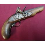 Small flintlock pocket pistol with 4 1/2 inch barrel (A/F)