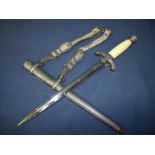 WWII German officers dagger with sword mounts and hanging straps