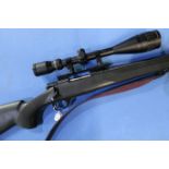 Howa Model 1500 bolt action .243 Win rifle with screw cut barrel for sound moderator and scope