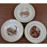 Set of three Grimwades Winton Bruce Bairnsfather comical WWI plates