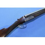 Webley & Scott 12 bore side by side ejector shotgun with 26 inch barrels, choke CYC & 1/4, with 14