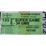 Case of 250 Game Bore fibre wad 12 bore 2 inch 6-24 shotgun cartridges (shotgun certificate