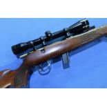 Voere .22 bolt action rifle fitted with Nikko-Sterling Silver Crown 6x40 scope, serial no. 885466 (