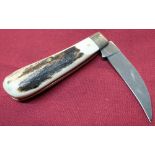 Sheffield made single bladed pocket knife with Sambar horn grips