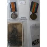 WWI pair awarded to DM2-207187 PTE.G.RUFFELL A.S.C with associated shoulder title badge and