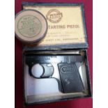 Boxed Webley Sports blank firing starting pistol (.22) with original box, and a vintage tin of No