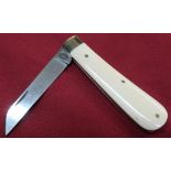 Sheffield made 3 inch single bladed pocket knife with tow piece ivory grips