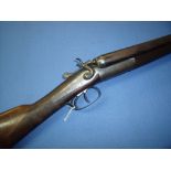 Cased Thomas Bland & Son 12 bore side by side hammer gun with 30 inch barrels and 15 inch straight