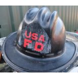 Composite body USA Fire Department helmet with leather liner