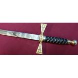Wilkinson Sword Company Welsh presentation sword with engraved blade and cross hilt