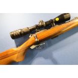 Brno Arms Model 2 .22 bolt action rifle with sound moderator and 3-9x Kassnar wide angle scope
