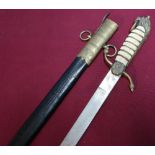 British Naval Midshipman's Dirk with 18 inch half double edge blade with engraved detail and royal