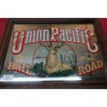 Framed Union Pacific Railroad advertising mirror (48.5cm x 35.5cm)