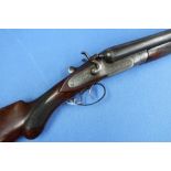 Midland Gun Co 12 bore double barreled hammer shotgun with barring action and semi pistol grip stock