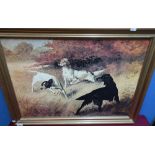 Arriott framed and mounted oleograph print of sporting dogs (81cm x 61cm)