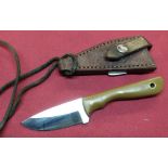 Small 2 1/4 inch skinning bladed knife with leather belt sheath