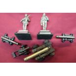 Two silver plated military statuettes of a 1940 Paratrooper and Battle of Britain Pilot, and a