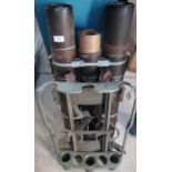 Trio of 83mm mortar carrier tube`s and an alloy five sectional mortar backpack frame (2)