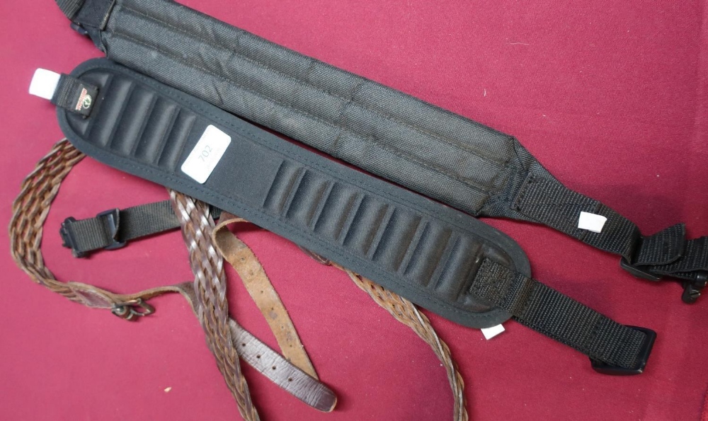 Selection of various rifle slings including one braided leather sling