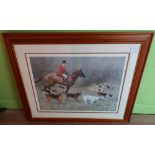 Large framed and mounted signed Judi Kent Pyrah Limited Edition 80/100 hunting print 'Away, Away' (