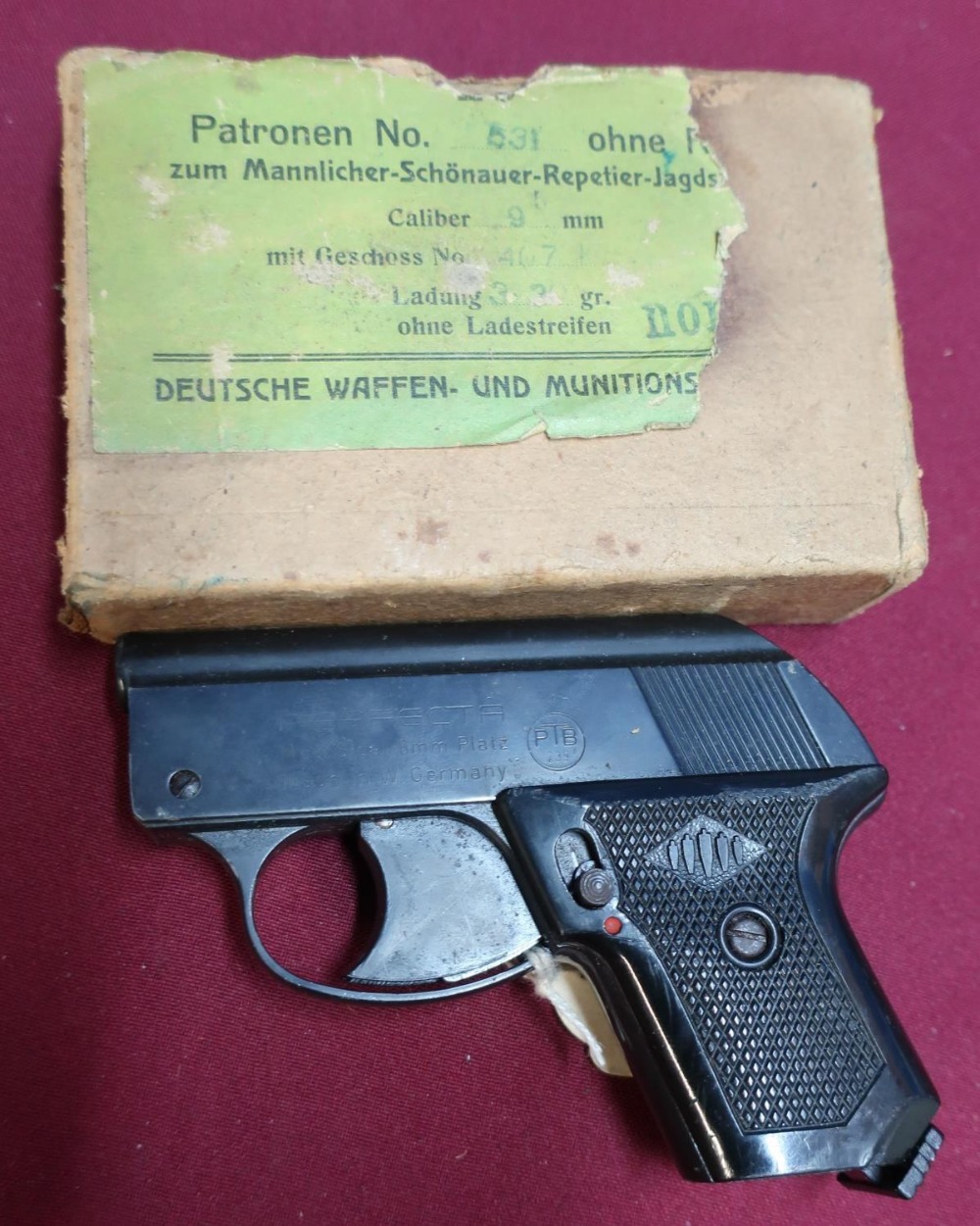 Boxed German Perfecta PTB6MM blank firing starting pistol (relevant sales restrictions apply)