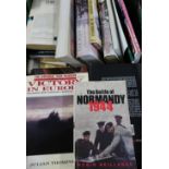 Box of various military books including The Battle Of Normandy, The Boer War, British Regiments At