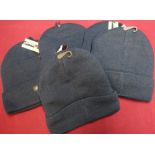 Five new ex shop stock Thinsulate navy blue beanie hats