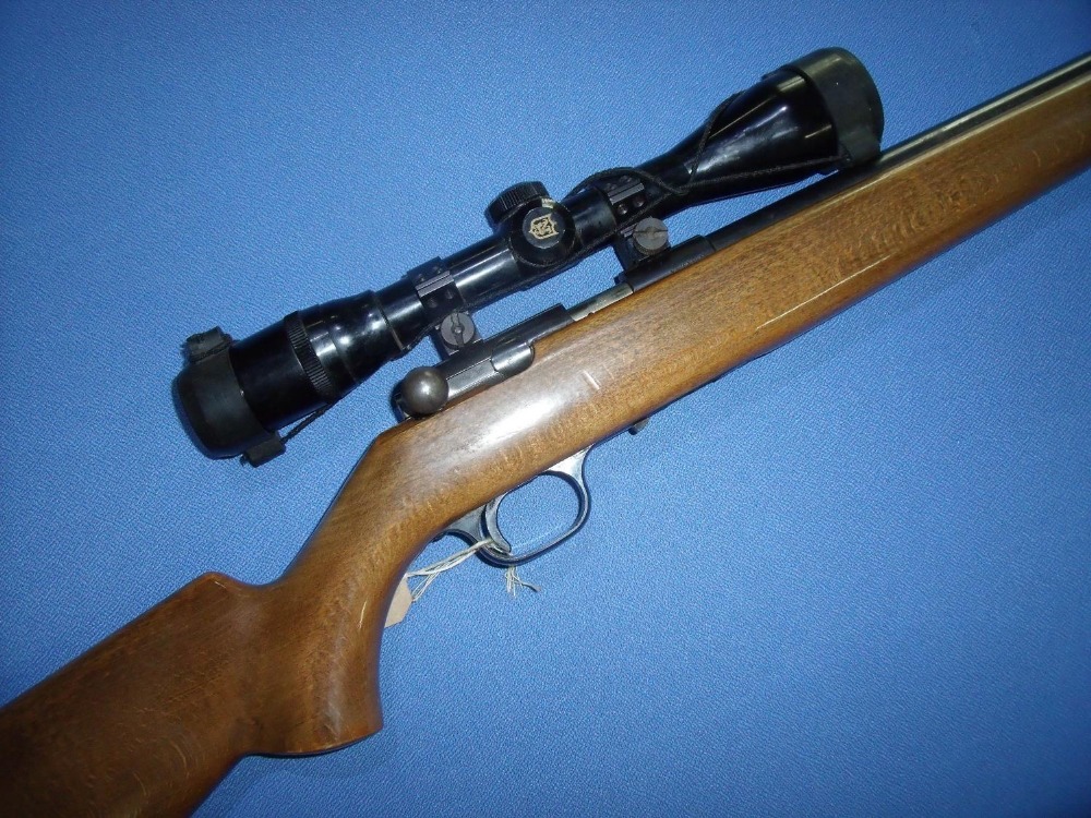 Browning T bolt .22 rifle (Fabrique Nationale Herstal patent) mounted with Nikko Sterling Gold Crown