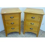 pair of modern 3 drawer pine bedside chests 46 x x 40.5 x 70 cm