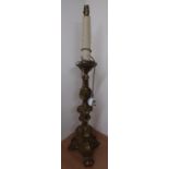 Circa early 20th C gilt wood table lamp (height 95cm)