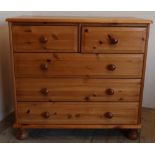 Modern pine chest of two short above three long drawers (83cm x 41cm x 77cm)