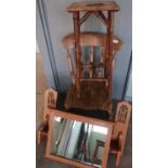 Victorian bamboo occasional table, beech kitchen style chair on turned supports, beech dressing