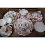 Various part tea services including Royal Albert, Lady Carlyle and Wedgwood Rose pattern