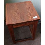 Early 20th C pine square top four legged stool