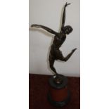Large Art Deco style bronze figure of a dancing girl on marble base (height 65cm)