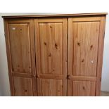 Modern pine triple door wardrobe (145cm x 55cm x 180cm)