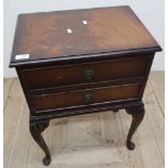 Modern mahogany two drawer side table (47cm x 32cm x 65cm)