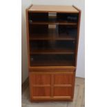 Nathan side cabinet (hi-fi separate) with upper shelf section enclosed by a smoke glass door