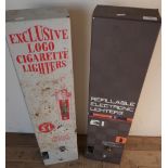 Two metal wall mounted cigarette lighter vending machines (19cm x 11cm x 81cm)