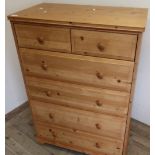 Modern pine chest of two short above four long drawers (80cm x 44cm x 115cm)