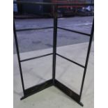 Early 20th C Japanese ebonised two sectional frame with lacquered panels to the base (height 152cm)