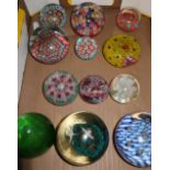 Collection of 12 various assorted paper weights including milfleur